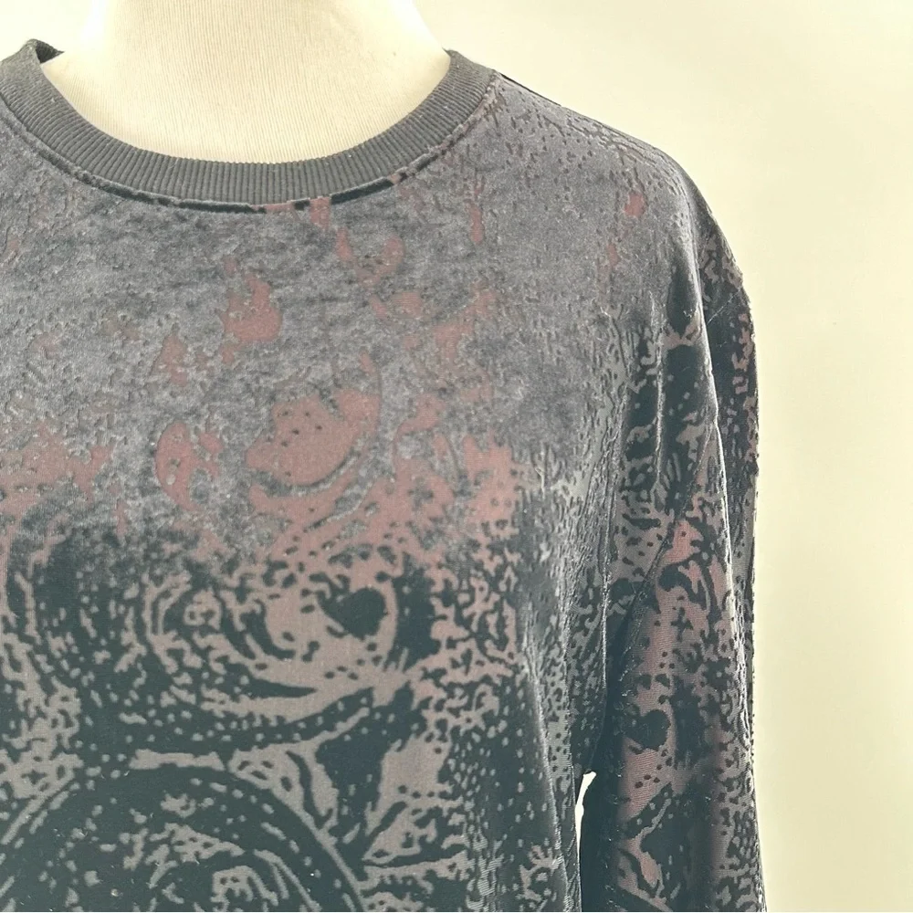 INC international concepts sweater size M black Paisley pullover sweatshirt